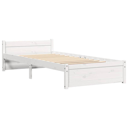 vidaXL Lit en bois massif sans matelas Blanc 75x190 cm