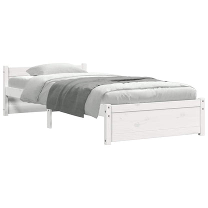 vidaXL Lit en bois massif sans matelas Blanc 75x190 cm