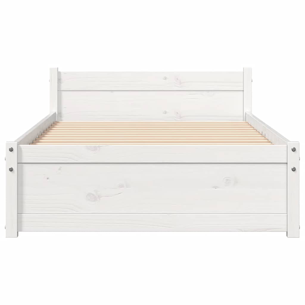 vidaXL Lit en bois massif sans matelas Blanc 75x190 cm
