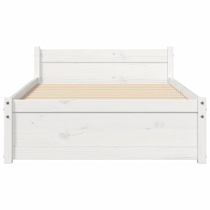 vidaXL Lit en bois massif sans matelas Blanc 75x190 cm