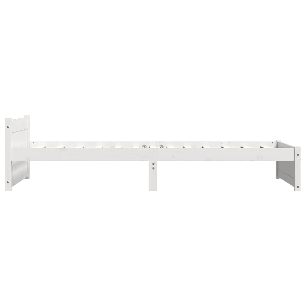 vidaXL Lit en bois massif sans matelas Blanc 75x190 cm