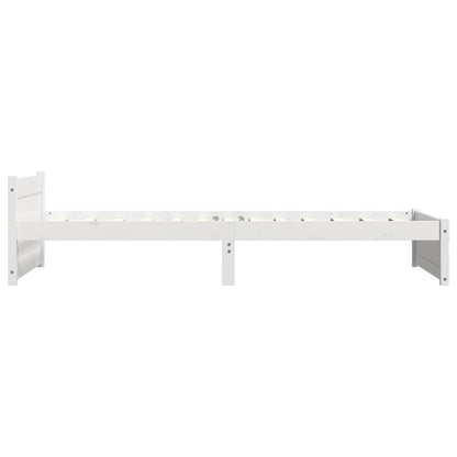 vidaXL Lit en bois massif sans matelas Blanc 75x190 cm
