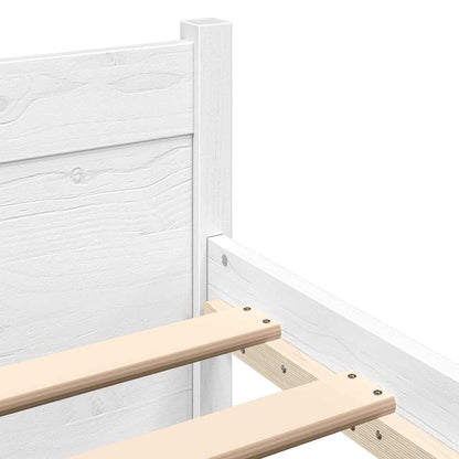 vidaXL Lit en bois massif sans matelas Blanc 75x190 cm