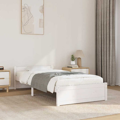 vidaXL Lit en bois massif sans matelas Blanc 75x190 cm