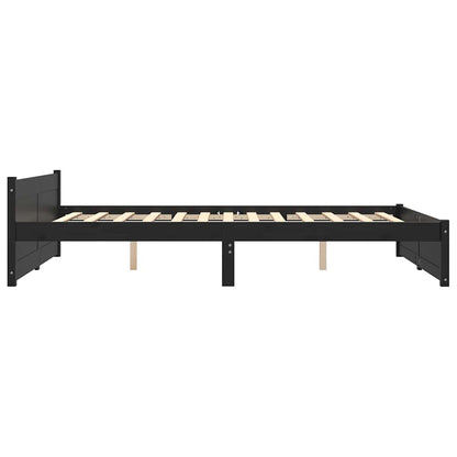 Massivholzbett Schwarz 135x190 cm