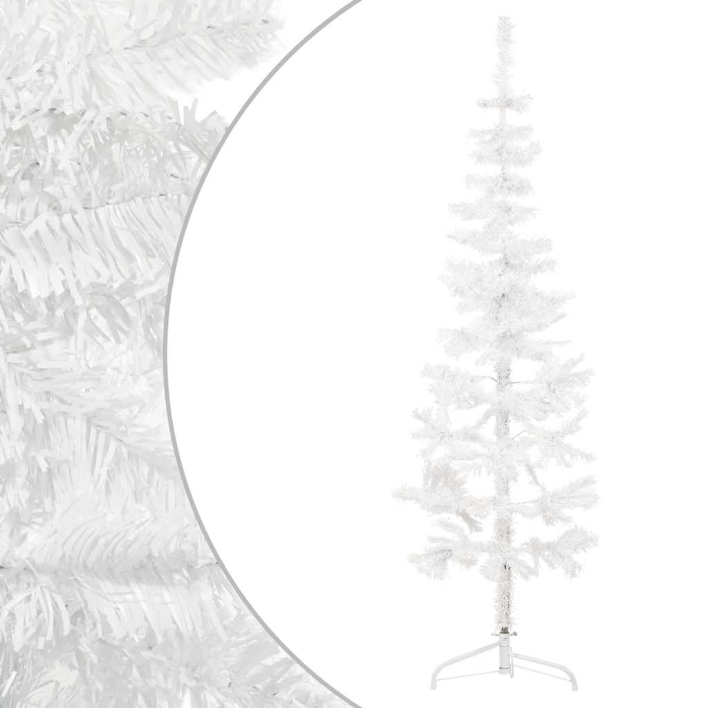 vidaXL Künstlicher Halb-Weihnachtsbaum mit Ständer Schlank Weiß 180 cm
