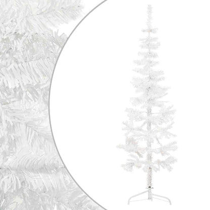 vidaXL Künstlicher Halb-Weihnachtsbaum mit Ständer Schlank Weiß 180 cm