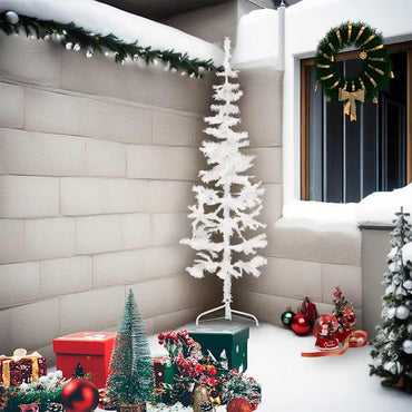 vidaXL Künstlicher Halb-Weihnachtsbaum mit Ständer Schlank Weiß 210 cm