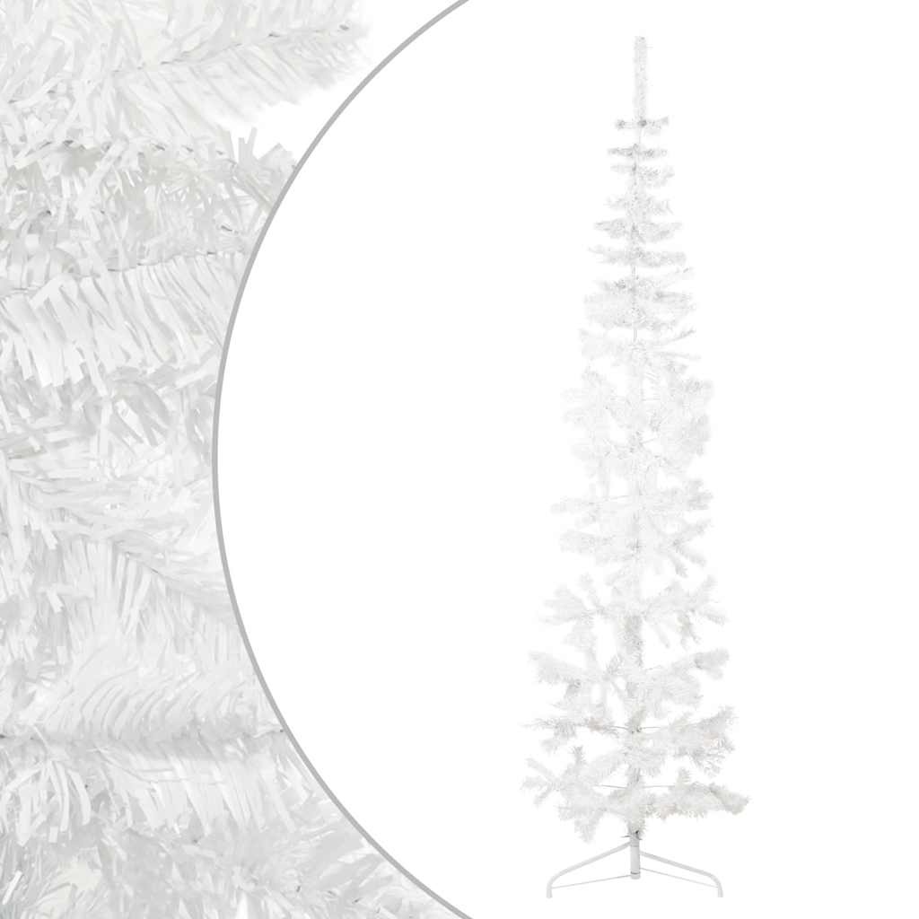 vidaXL Künstlicher Halb-Weihnachtsbaum mit Ständer Schlank Weiß 210 cm