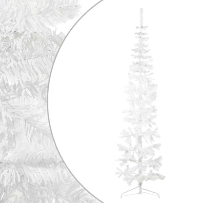 vidaXL Künstlicher Halb-Weihnachtsbaum mit Ständer Schlank Weiß 210 cm