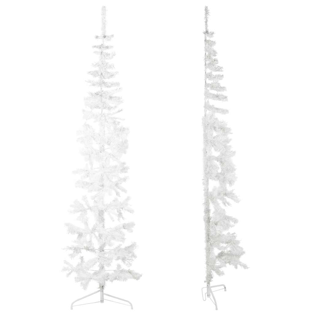 vidaXL Künstlicher Halb-Weihnachtsbaum mit Ständer Schlank Weiß 210 cm