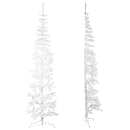 vidaXL Künstlicher Halb-Weihnachtsbaum mit Ständer Schlank Weiß 210 cm