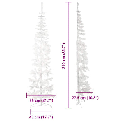 vidaXL Künstlicher Halb-Weihnachtsbaum mit Ständer Schlank Weiß 210 cm