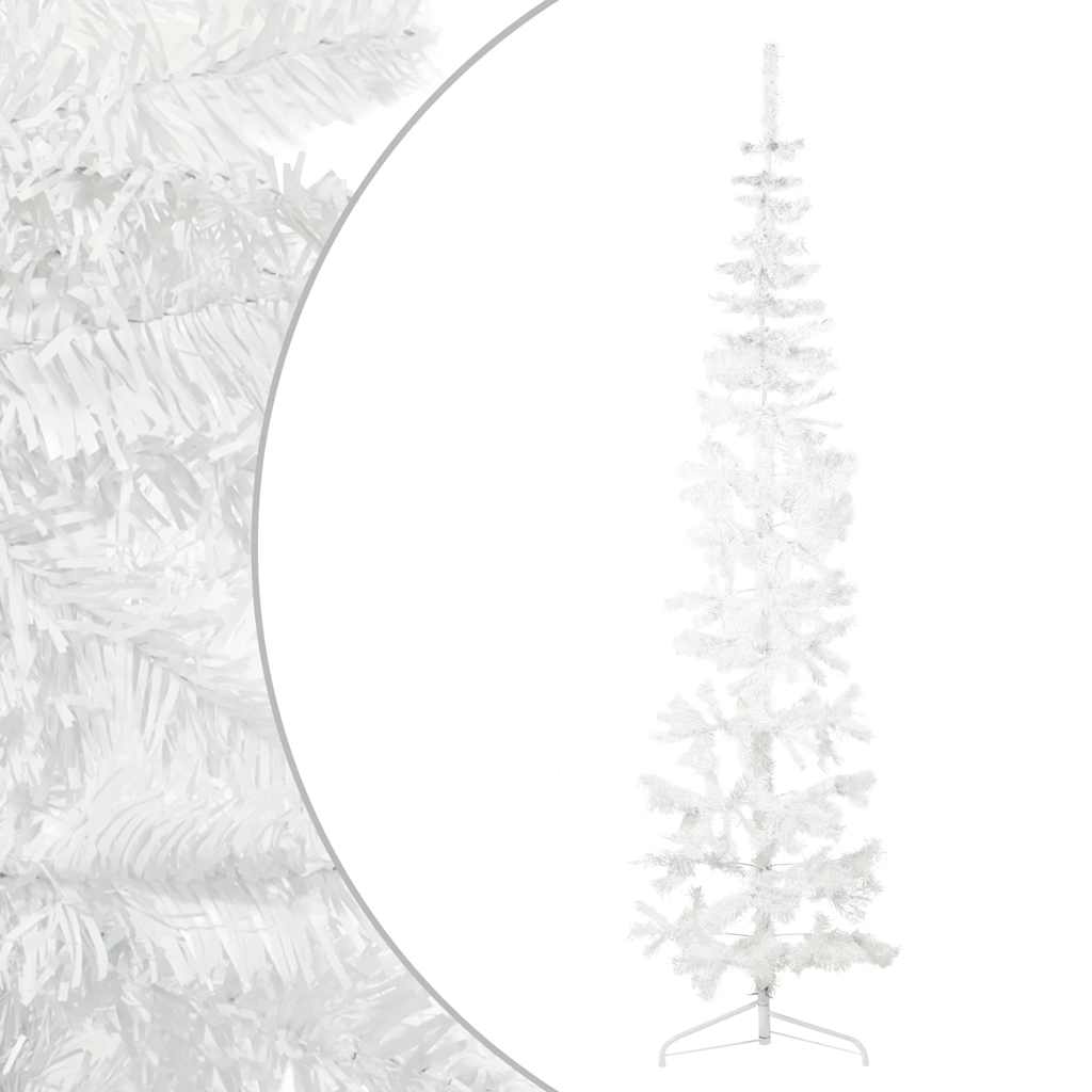 vidaXL Künstlicher Halb-Weihnachtsbaum mit Ständer Schlank Weiß 240 cm
