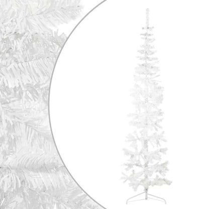 vidaXL Künstlicher Halb-Weihnachtsbaum mit Ständer Schlank Weiß 240 cm