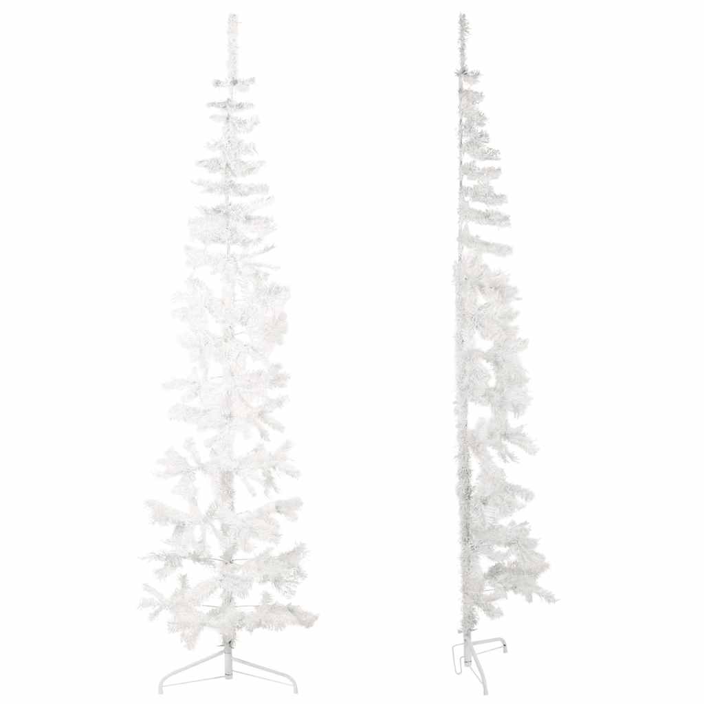 vidaXL Künstlicher Halb-Weihnachtsbaum mit Ständer Schlank Weiß 240 cm