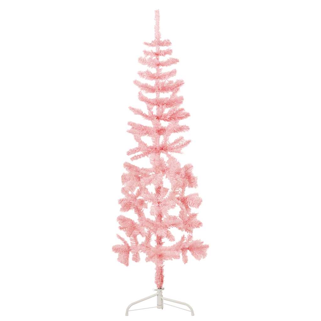 vidaXL Künstlicher Halb-Weihnachtsbaum mit Ständer Schlank Rosa 150 cm