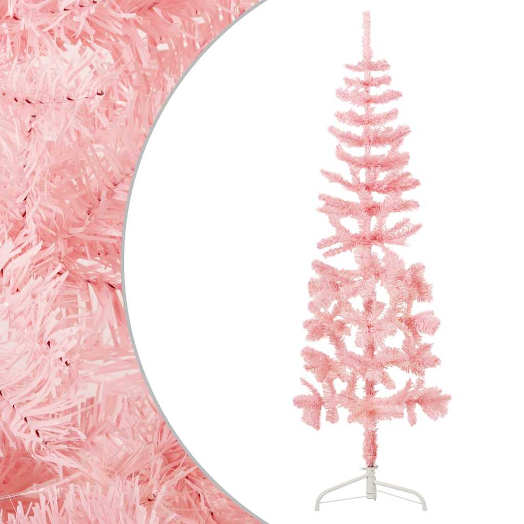 vidaXL Künstlicher Halb-Weihnachtsbaum mit Ständer Schlank Rosa 150 cm