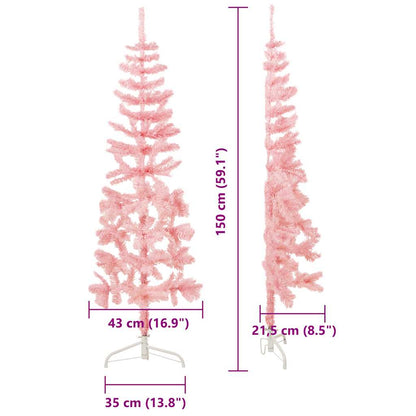 vidaXL Künstlicher Halb-Weihnachtsbaum mit Ständer Schlank Rosa 150 cm