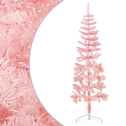 vidaXL Künstlicher Halb-Weihnachtsbaum mit Ständer Schlank Rosa 180 cm
