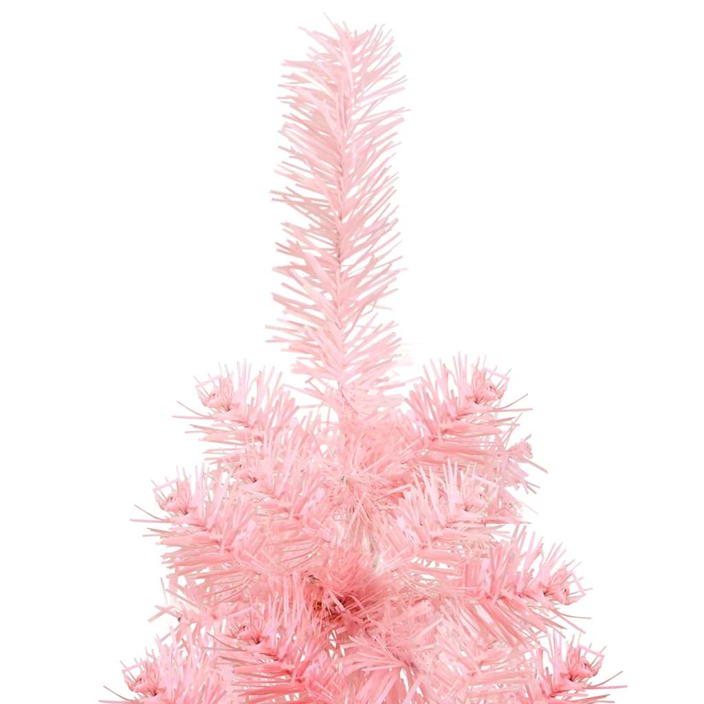 vidaXL Künstlicher Halb-Weihnachtsbaum mit Ständer Schlank Rosa 180 cm