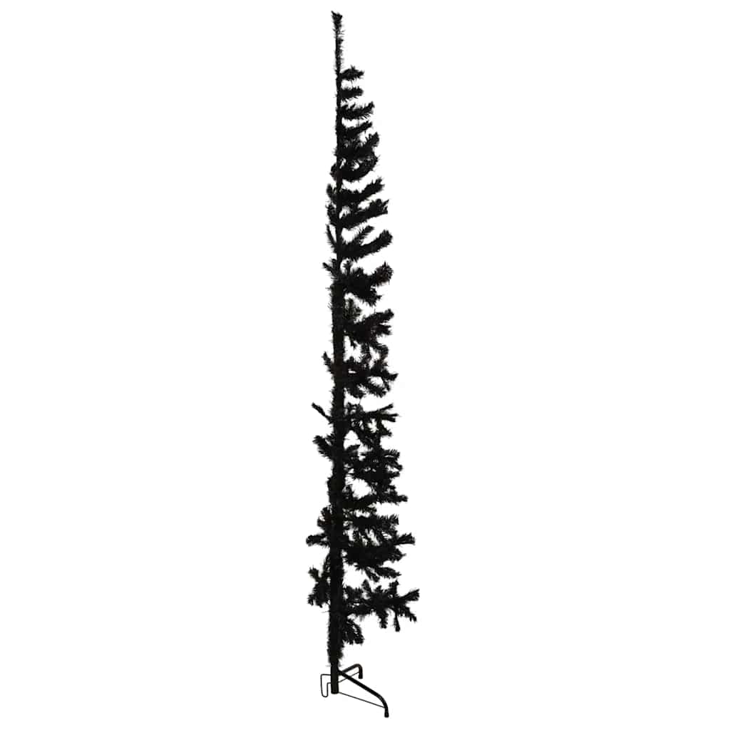 vidaXL Künstlicher Halb-Weihnachtsbaum Ständer Schlank Schwarz 210 cm