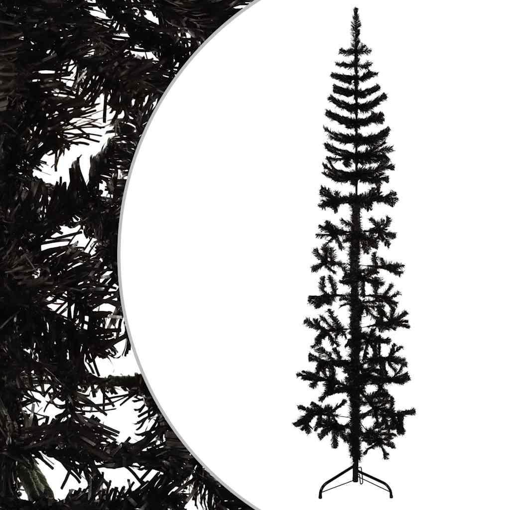 vidaXL Künstlicher Halb-Weihnachtsbaum Ständer Schlank Schwarz 240 cm