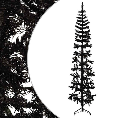 vidaXL Künstlicher Halb-Weihnachtsbaum Ständer Schlank Schwarz 240 cm
