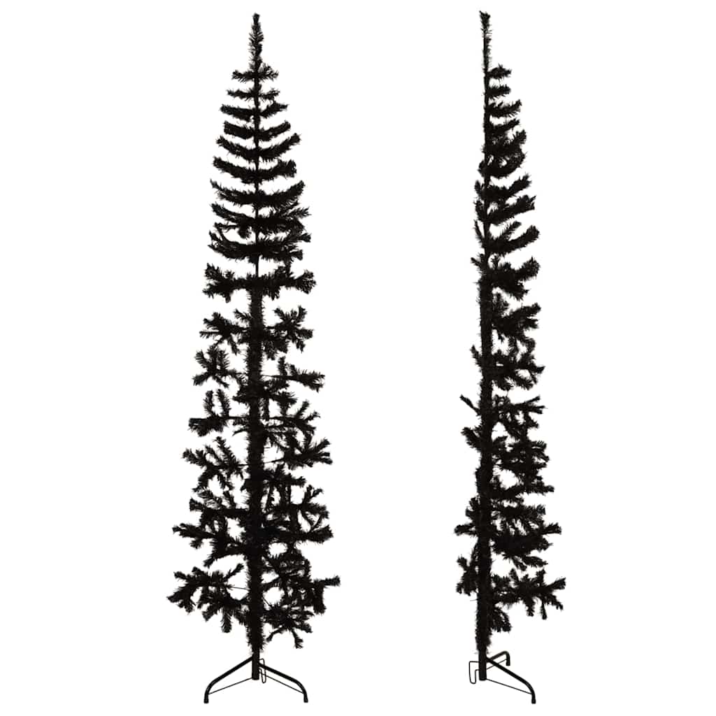 vidaXL Künstlicher Halb-Weihnachtsbaum Ständer Schlank Schwarz 240 cm