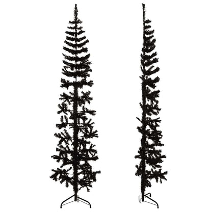 vidaXL Künstlicher Halb-Weihnachtsbaum Ständer Schlank Schwarz 240 cm