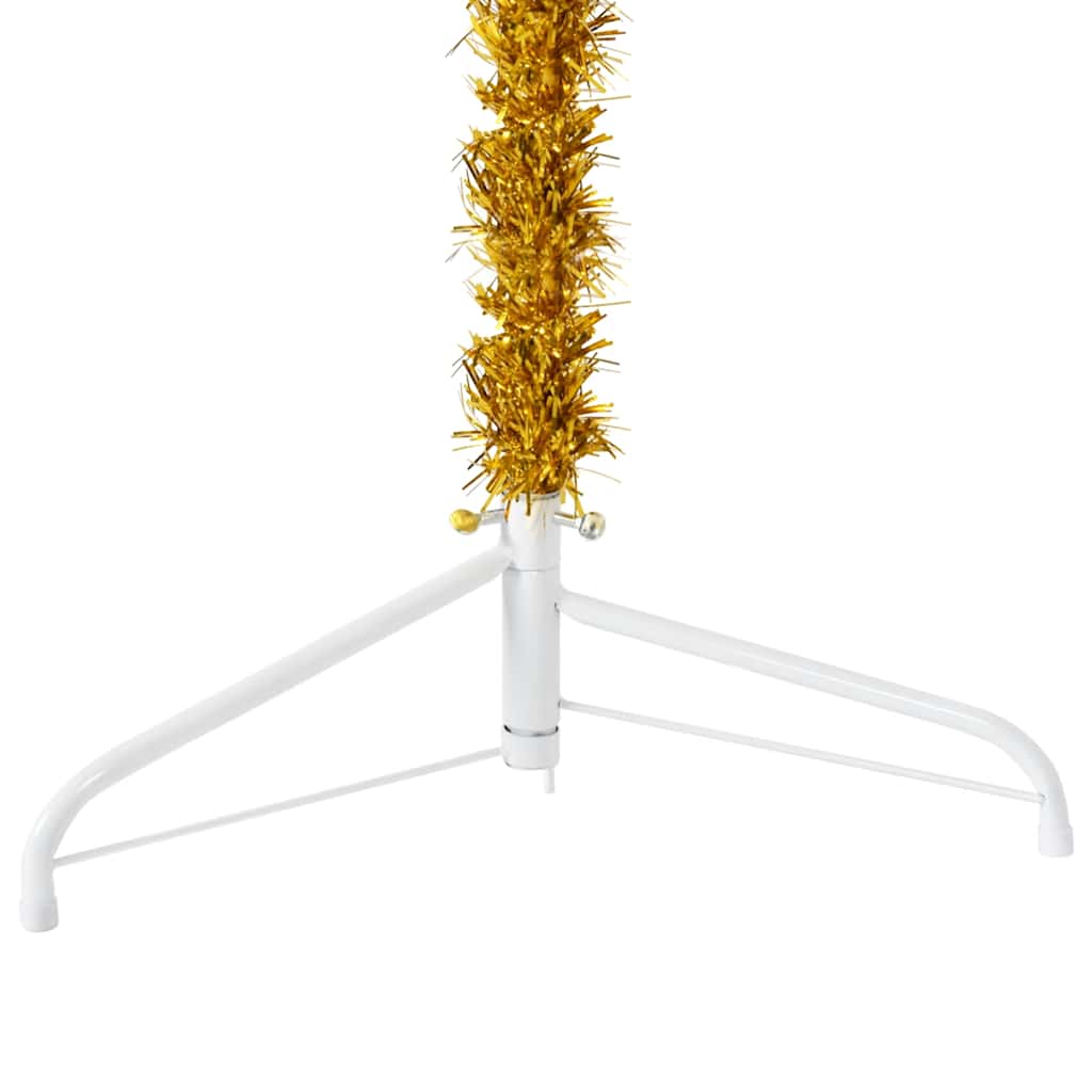 vidaXL Künstlicher Halb-Weihnachtsbaum mit Ständer Schlank Gold 120 cm