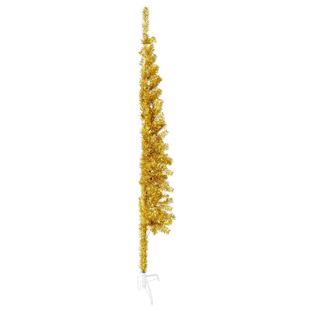 vidaXL Künstlicher Halb-Weihnachtsbaum mit Ständer Schlank Gold 150 cm