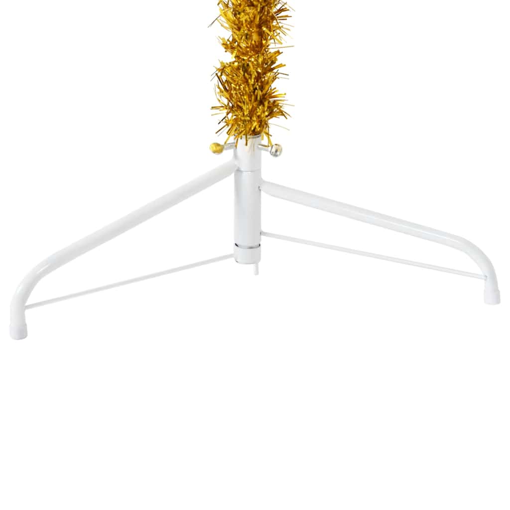 vidaXL Künstlicher Halb-Weihnachtsbaum mit Ständer Schlank Gold 150 cm