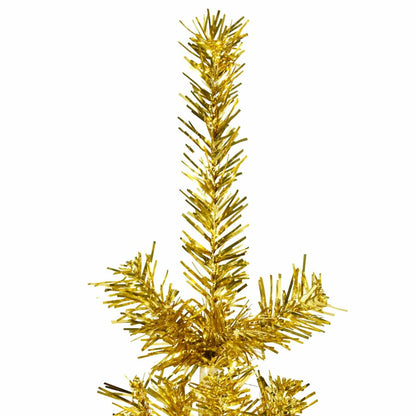 vidaXL Künstlicher Halb-Weihnachtsbaum mit Ständer Schlank Gold 210 cm