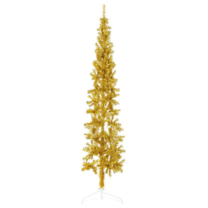 vidaXL Demi-sapin de Noël artificiel avec support Mince Doré 240 cm