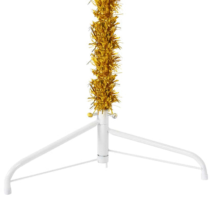 vidaXL Demi-sapin de Noël artificiel avec support Mince Doré 240 cm