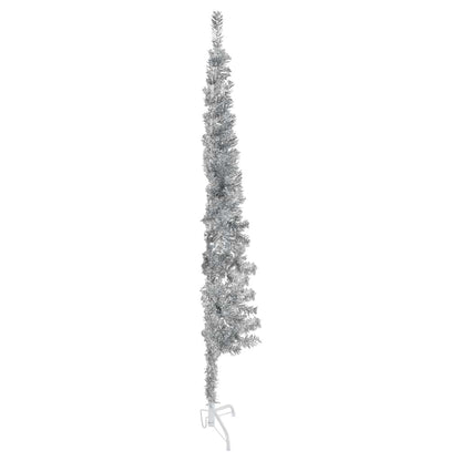 vidaXL Künstlicher Halb-Weihnachtsbaum Ständer Schlank Silbern 120 cm