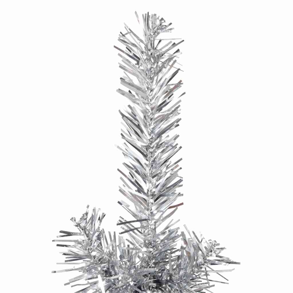 vidaXL Sapin de Noël artificiel semi-circulaire Pied Fin Argenté 150 cm