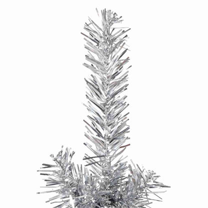 vidaXL Sapin de Noël artificiel semi-circulaire Pied Fin Argenté 150 cm