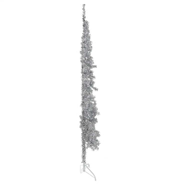 vidaXL Künstlicher Halb-Weihnachtsbaum Ständer Schlank Silbern 210 cm