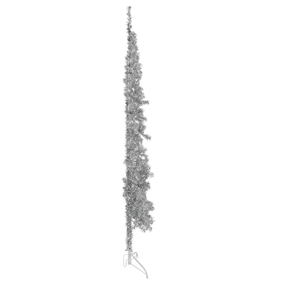 vidaXL Künstlicher Halb-Weihnachtsbaum Ständer Schlank Silbern 240 cm