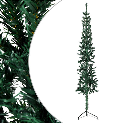 vidaXL Sapin de Noël artificiel en demi-cône avec support Mince Vert 240 cm