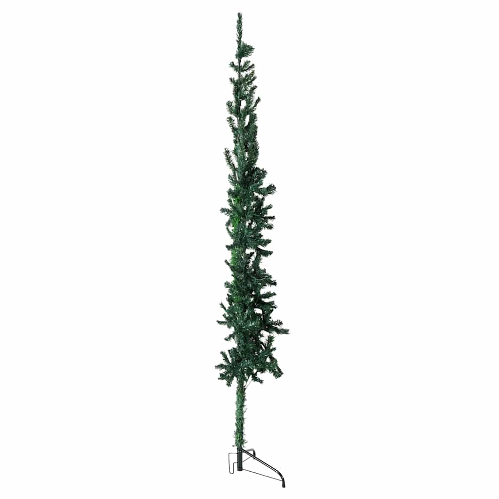 vidaXL Sapin de Noël artificiel en demi-cône avec support Mince Vert 240 cm