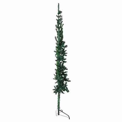 vidaXL Sapin de Noël artificiel en demi-cône avec support Mince Vert 240 cm