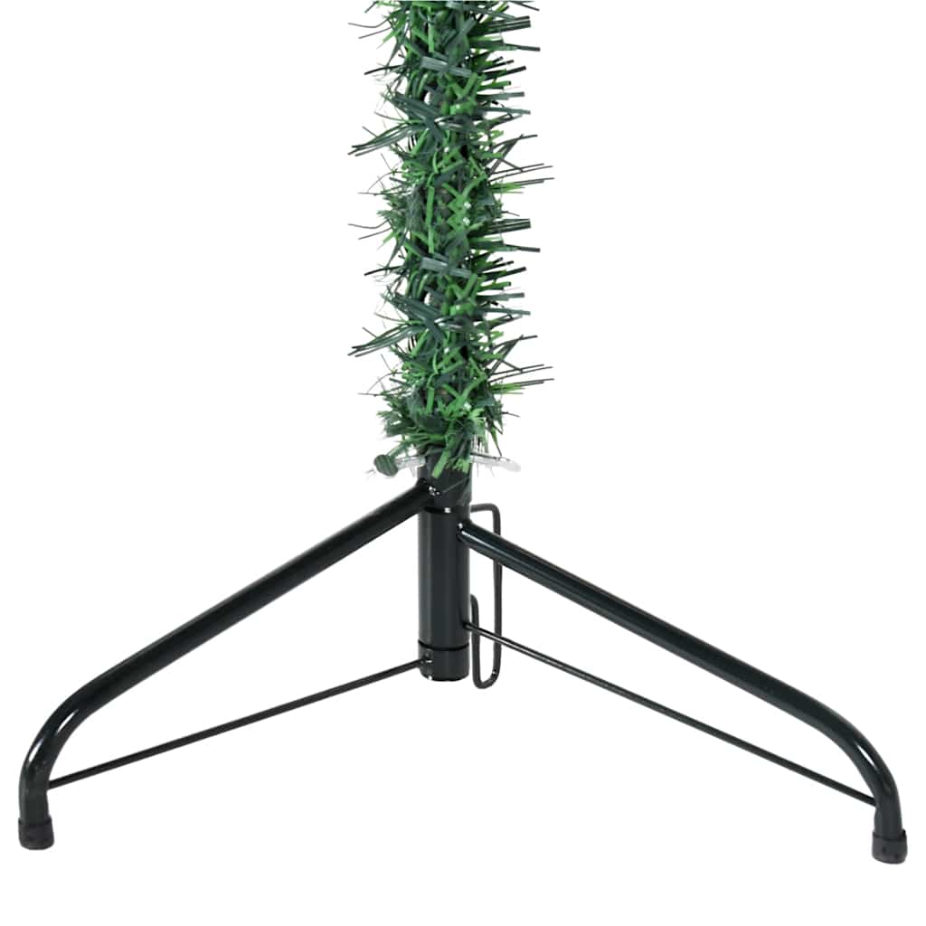vidaXL Sapin de Noël artificiel en demi-cône avec support Mince Vert 240 cm
