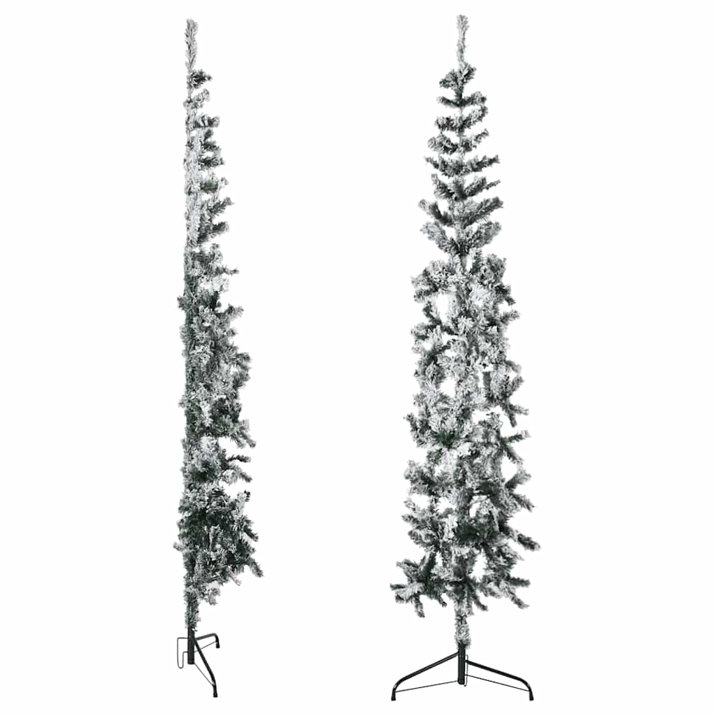 vidaXL Sapin de Noël artificiel semi-parfait enneigé slim 180 cm