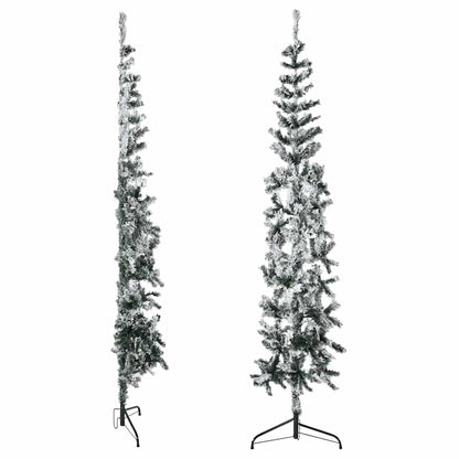 vidaXL Sapin de Noël artificiel semi-parfait enneigé slim 180 cm