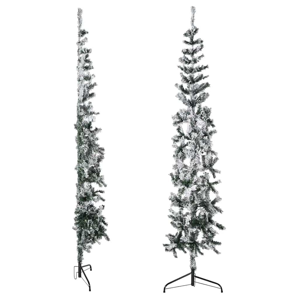 vidaXL Künstlicher Halb-Weihnachtsbaum mit Schnee Schlank 210 cm