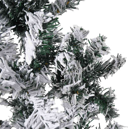 vidaXL Künstlicher Halb-Weihnachtsbaum mit Schnee Schlank 210 cm