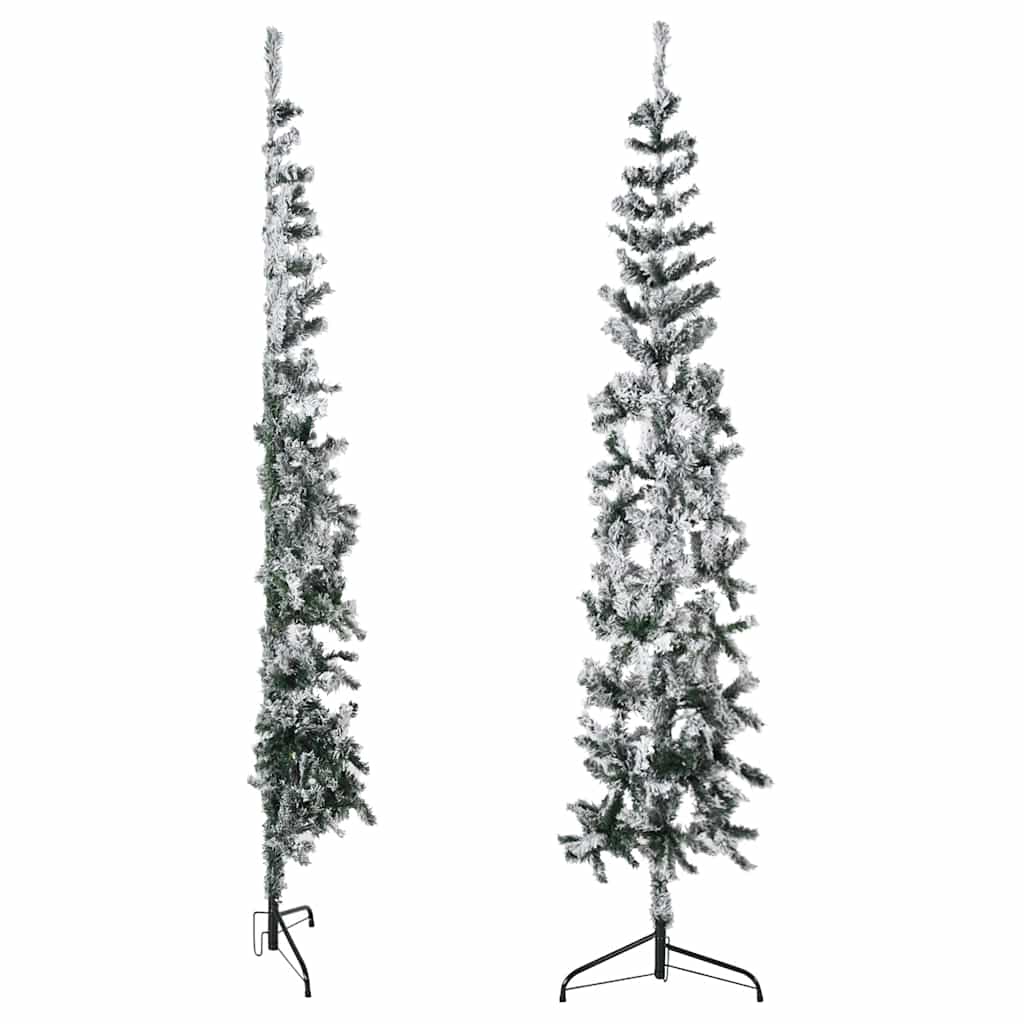 vidaXL Künstlicher Halb-Weihnachtsbaum mit Schnee Schlank 240 cm